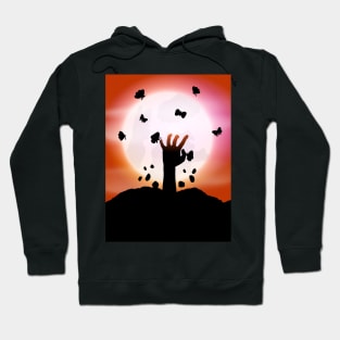 Harmony in Orange: Moon and Zombies butterfly part 5 Hoodie